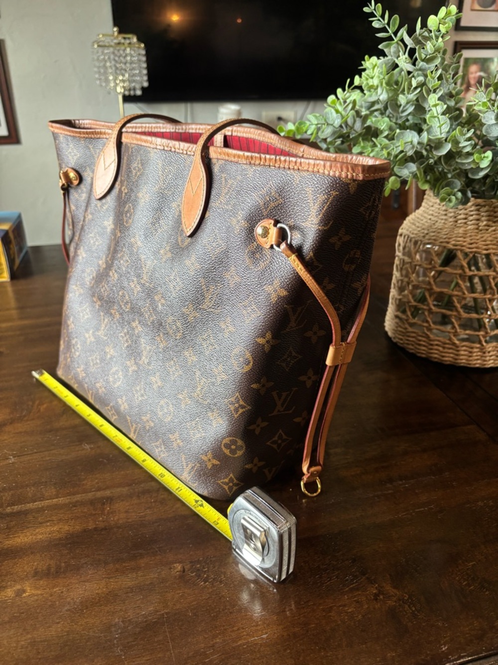 Louis Vuitton Monogram Neverfull Tote - Brown with Red Interior